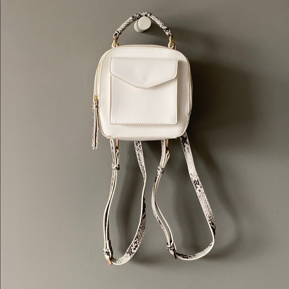 Free People Handbags - Free People Mini White Snakeskin Backpack